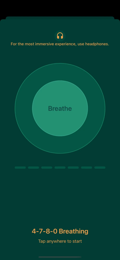Pulse app session start – begin guided breathing exercise